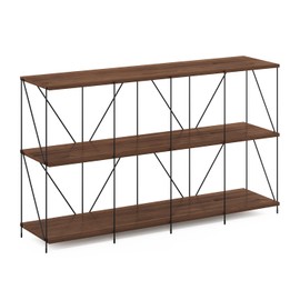 Furinno Besi 4 x 2 Multipurpose Shelf Display Rack with Metal Frame, Walnut Cove