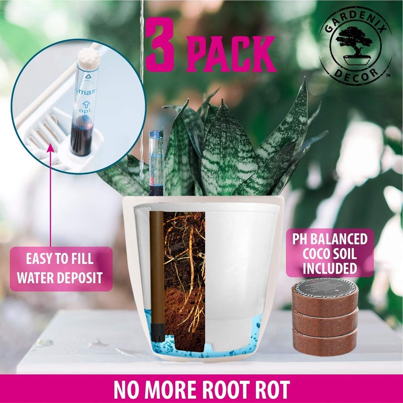7'' Self Watering planters for Indoor Plants - Flower Pot