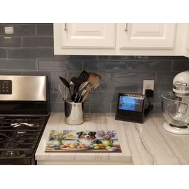 Caroline's Treasures DAC6750LCB Decorating Easter Australian Shepherd Glass Cutting Board Decorative Tempered Glass Kitchen Cutting and Serving Board Large Size Chopping Board