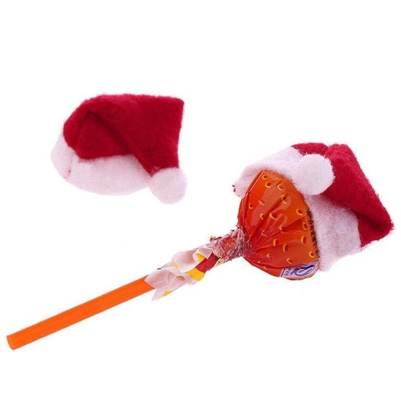 60 Pcs Mini Christmas Lollipop Hat Candy Hat Mini Santa