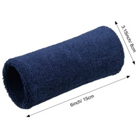 WILLBOND 6 Inch Wrist Sweatband Sport Wristbands Elastic Athletic Cotton Wrist Bands for Sports (Navy)