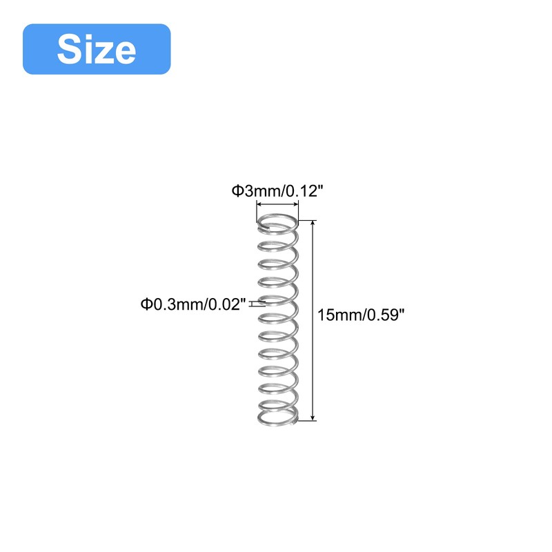 sourcing map Compression Spring, 5Pcs 304 Stainless Steel, 3mm OD,