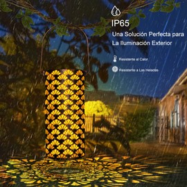 Purplecrystal 2 paquete Luces solares colgantes para exteriores, iluminación de paisaje impermeable IP65 para jardín, patio, patio, césped y mesa con diseño hueco,9x20cm-(Fan-shaped style)