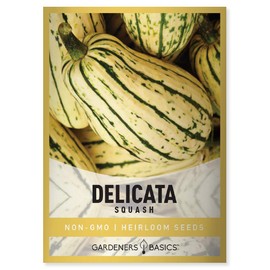 Gardeners Basics, Delicata Squash Seeds for Planting - Winter Squash Heirloom, Non-GMO Vegetable Squash Variety- 3 Grams Seeds Great for Summer Garden