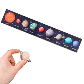 Montessori Toy for 3 Year Old Boys and Girls, Solar System Puzzle Children's Toy, Wooden Solar System Puzzle Toy, Solar System for Children from 3 to 5 Years, Puzzle Board Toy