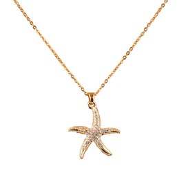 Mikovivi Gold Starfish Necklace, Gold Starfish Pendant Necklace Dainty Pendent Chain Stainless Steel Simple Beach Jewelry Perfect Summer Sea-Inspired Gift for Women