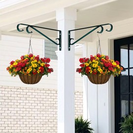 Plant Hangers Outdoor (2 Pack-15.5 Inch Blackish Green) Plant Hooks Heavy Duty Iron Plant Hanger Hook for Wall, Hanging Plant Bracket for Planters, Bird Feeders, Lanterns, Wind Chimes, Outdoor
