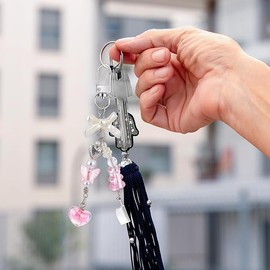 Cute Keychains, Aesthetic Butterfly Bow Key Chains Pretty Trendy Charms Keychain (Pink, One size)