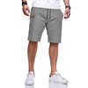 Ougelebo Men's Cotton Elasticated Waist Shorts with Drawstring, gray
