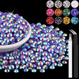 1500PCS 6mm Resin Jelly Rhinestones in Bulk (Dark Purple AB), Bedazzling Flatback Crystals Rhinestones for Crafting DIY Nail Decoration, Gems Diomand Charms for Tumbler Shoes Clothing Fabric