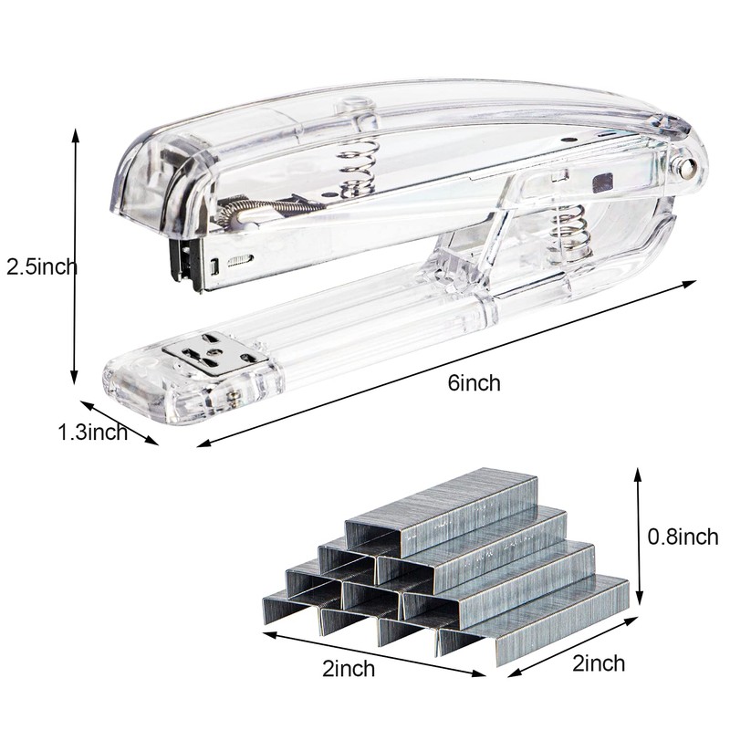 Transparent Acrylic Stapler for Office, Clear Staplers for Desk, Silver