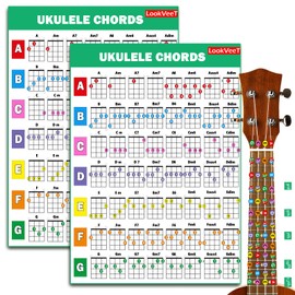 LookVeeT 2 Pcs Ukulele Chord Chart Reference Guide, A4 Size