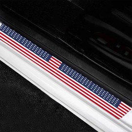 4 Pieces Car Door Sill Protector,Carbon Fiber Threshold Anti-Scratch Sticker Door Edge/Rear Guard Protection America Flag Car Accessories