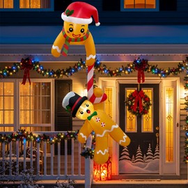 OurWarm 7FT Christmas Inflatable Outdoor Decoration, Climbing Gingerbread Inflatable Christmas Blow Up Yard Decorations with LEDs, Outdoor Christmas Inflatables for Indoor Roof Tree Lawn Xmas Decor