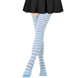DRESHOW Extra Long Thigh High Socks Long Boot Stockings Striped Over Knee Socks for Women Cotton Leg Warmers