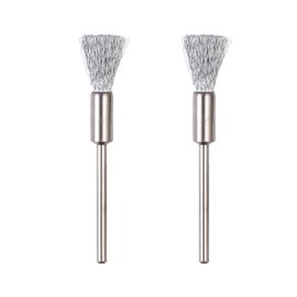 PROXXON No.28951 Iron Wire Brush, 2 Pieces, Broom Shape 0.3 inches (8.0 mm), Shaft Diameter 0.09 inches (2.35 mm)