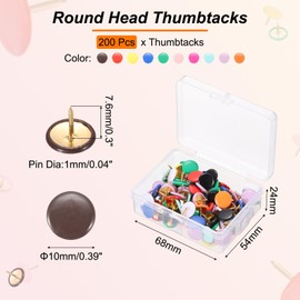 PATIKIL Roundness Push Pins, 200 Pcs Thumb Tacks Plastic Decorative Pins for CorkBoard, Picture, DIY for Home, Office, Mixed Color