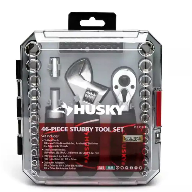 Husky Stubby 46 Piece Ratchet and Wrench Set w/ Drive