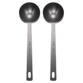 HARFINGTON 2pcs Single Measuring Spoon 2tbsp (6tsp, 30ml) Teaspoon/Tablespoon 304 Stainless Steel Single Tiny Square Bowl Measuring Spoon Long Handle Measure Scoop, Black