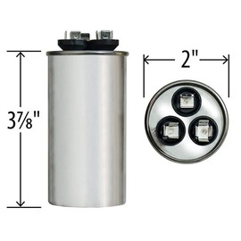 40/4 uF MFD 40+4uf ±6% 370VAC Round Run Start Capacitor CBB65 50/60 Hz AC Electric Replacement Part - Exact Fit for AC Motor Run or Fan Start and Cool or Heat Pump Air Conditioner