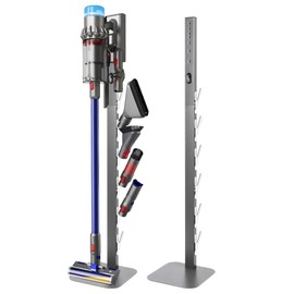 Vacuum Stand Holder for Dyson Gen5 V8 V15 V12 V11 V10 V7 V6, Metal Floor Docking Station with Built-in Cord Management, Storage Bracket Organizer with 6 Hooks for Cordless Vacuum Cleaner & Accessories