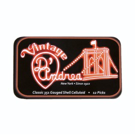 D'Andrea TNVSX Guitar Picks, 12-Piece, Collectible Tin, Shell, Extra Heavy