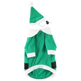Impoosy Christmas Dog Shirt with Funny Hat Pet Cute Elf Santa Claus Costume Clothes Cat Small Dog Soft Cotton Xmas T-Shirt Outfit Set (L)