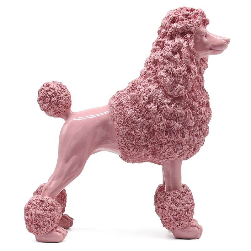 Lukitas Standing Pink Poodle Sculpture Decor, Decorative Dog Statue, Animal