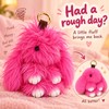 Fluffy Bunny Keychain for Bags & Keys – Messy or