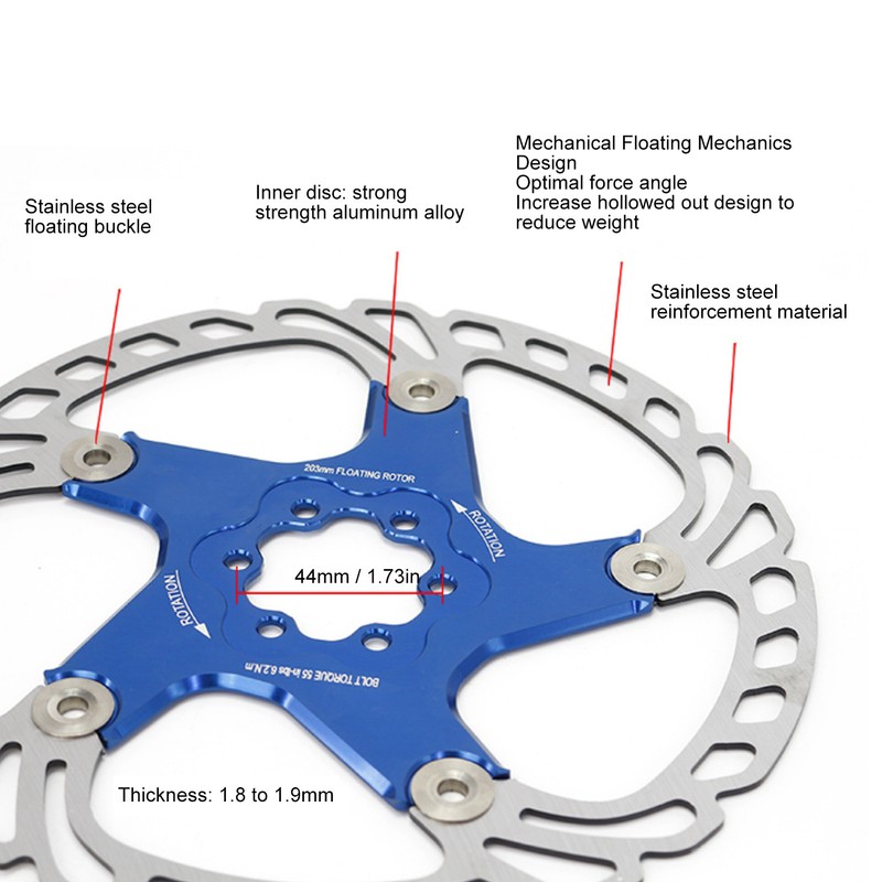 Mountain Bike Floating Disc Brake Rotor 6 Bolts Heat Dissipation
