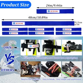 Vecacosic Ski Brake Retainer Strap, 18.9" Adjustable Nylon Binding Brake Retainer Bands, Durable & Reusable Snowboard Brake Retainers for Skis Waxing and Tuning, Easier to Put in Place (Bule-6 Pack)
