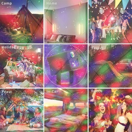 ADDBITCOLOR Portable Rechargeable RGB Laser-LED Stars Light Sound Activated Projector for DJ Disco Stage Party Xmas Mood Pub KTV Bar Dance Gift Birthday Wedding in-Car Travel Show Home Camp Trip