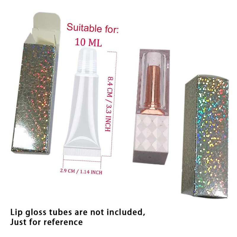 100 Pcs Lipstick Boxes 3.35x1x1" Silver Packaging Kraft Paper DIY