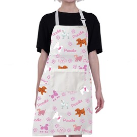 BNQL Poodle Gifts Poodle Aprons Poodle Dog Gifts for Poodle Lovers Puppy Dog Apron Funny Puppy Kitchen Cooking Apron with Pockets (Poodle Aprons)
