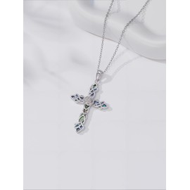 Dorunmo Rose Cross Necklace 925 Sterling Silver Flower Celtic Knot Pendant Cross Jewelry Gift for Women Birthday Christmas
