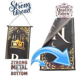 Ramadan Kareem Banner Hanging Decor and Ramadan Foil Balloons for Indoor Outdoor Decoration Islamic Muslim Party Supplies and Ring Counter 72"x12" (RK+FOIL+Ring CTR)