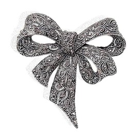 Sprießen Vintage Women's Rhinestone Brooch Black Brooch Bow Brooch Fashion Jewelry Outerwear Elegant Style Gift for Women, Alloy Steel