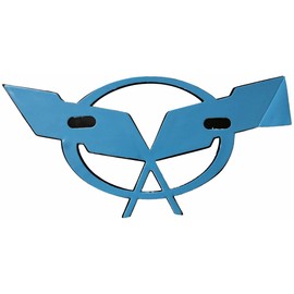 Pair Set 1997-2004 Corvette C5 Front Nose Emblem and Rear Deck Lid 3D Crossed Flags Badge Replacement for Corvette (Rear Deck Emblem Only(Chrome Red)