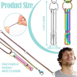 Breathing Necklace, Necklace Breathing, 2 PCS Silver and Color Portable Fidget Set, Breathlace for Fidget Boy Girl for Christmas New Year Valentines Gift