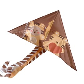 Cartoon Kite Durable Exquisite Triangle Colorful Kite Easy Fly Beginner Kite for Children Adults Brown