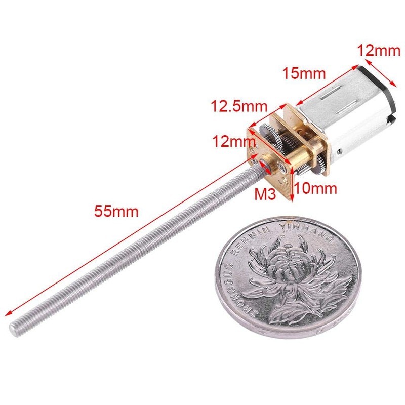 DC 6V Gear Motor with Long Screw Thread Output Shaft