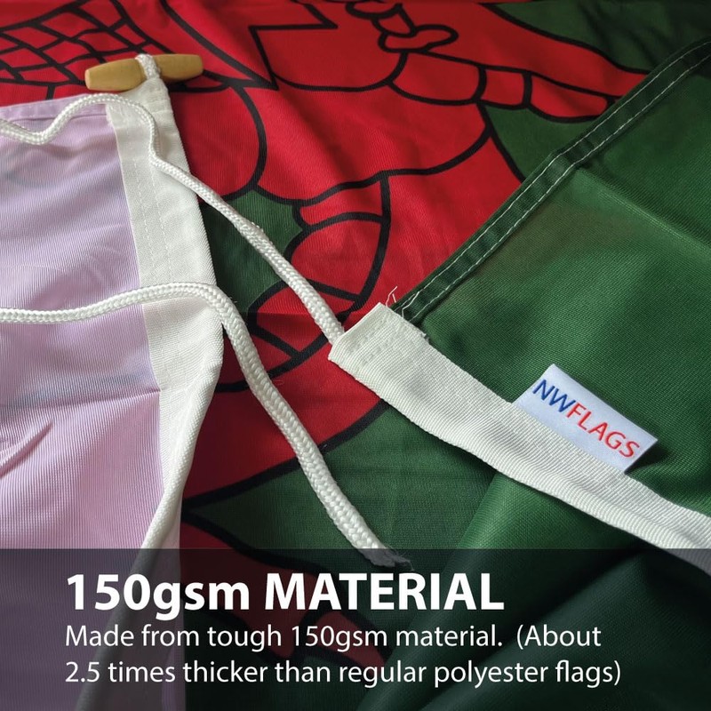 NWFlags Wales Flag 150gsm Nylon Rope & Toggle 5ft x