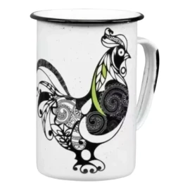 Like Shop Tarro De Peltre Blanco Filo Negro Decorado De Gallo 4 Pzas.