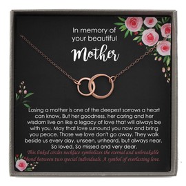 Sympathy Gifts for Loss of Mother-14K Rose Gold Filled Memorial Gifts for Loss of Mom, Bereavement Gifts, Necklace with Meaningful Message Eternity Necklace
