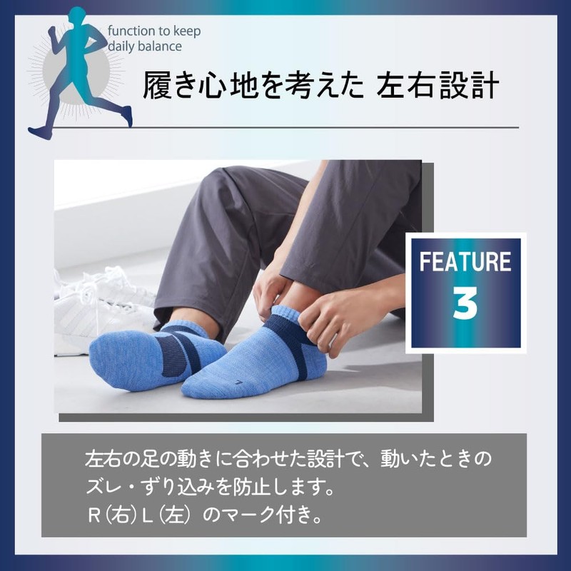 Gunze Socks, Active Style, Taping, Arch Support, 5-Toe, Short Length,