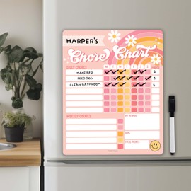 Retro Dry Erase Chore Chart for Kids - Magnetic Chore Chart for Kids Magnetic, Chores Chart for Kids, Responsibility Chart for Kids, Good Behavior Chart for Kids at Home, Kids Chore Charts for Kids