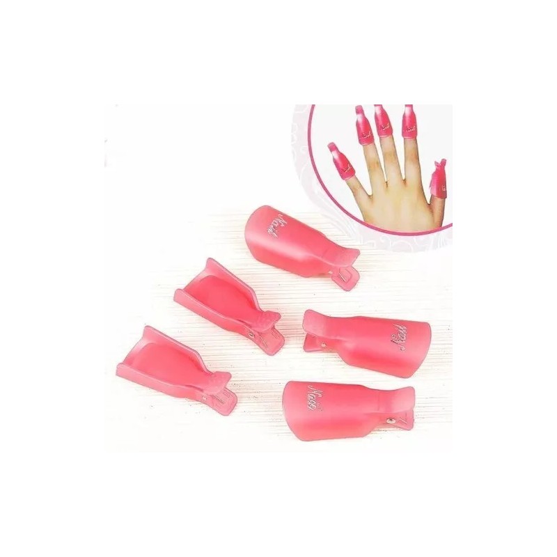 Nail Pinzas Plásticas Retiradoras De Acrílico O Gelish 10 Piezas
