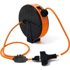 Ultra Explorer 30 Ft Retractable Extension Cord Reel, 16/3 SJTW Power Cord Reel with 3 Muliti Outlets, 10A Circuit Breaker, Wall or Ceiling Mountable for Workshop, UL Listed, Orange