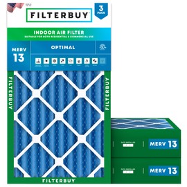 Filterbuy 14x28x4 Air Filter MERV 13 Optimal Defense (3-Pack), Pleated HVAC AC Furnace Air Filters Replacement (Actual Size: 13.50 x 27.50 x 3.63 Inches)