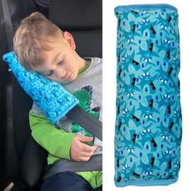 HECKBO Car Sleeping Pillow for Children Girls Boys – Shark – Machine Washable – Car Seat Belt Cushion, Seat Belt Protector, Booster Seat, Car Pillow, Travel Pillow, Holiday